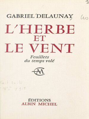 cover image of L'herbe et le vent